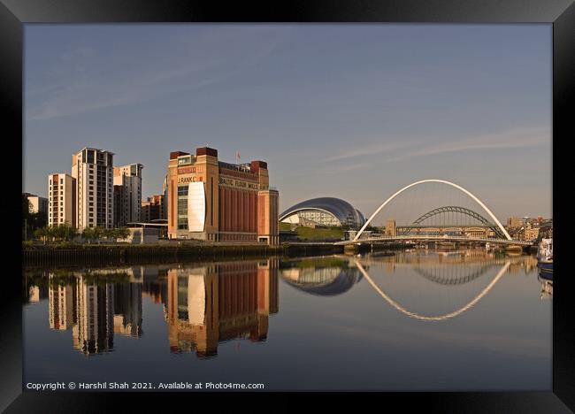 Newcastle upon Tyne Reflections Framed Print by Harshil Shah
