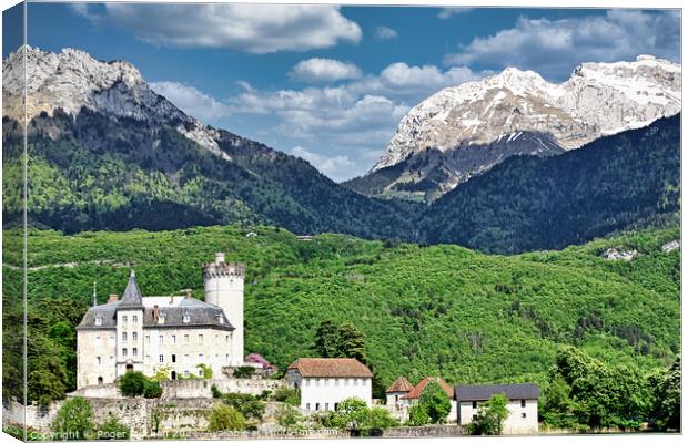 Enchanting Castle under the mountains Canvas Print by Roger Mechan