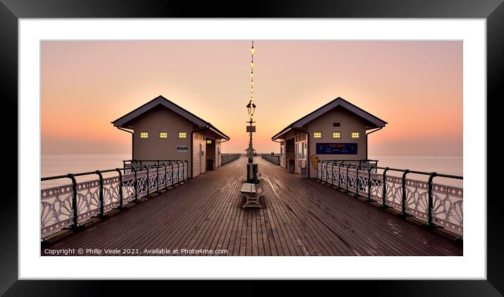 Penarth Pier Golden Dawn. Framed Mounted Print by Philip Veale