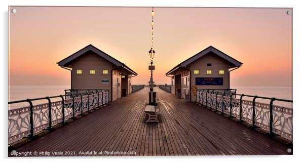 Penarth Pier Golden Dawn. Acrylic by Philip Veale