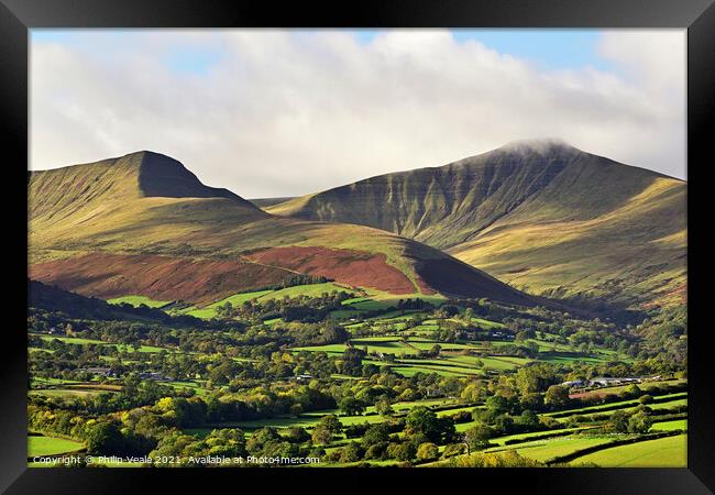 Brecon Beacons Dappled Dawn. Framed Print by Philip Veale