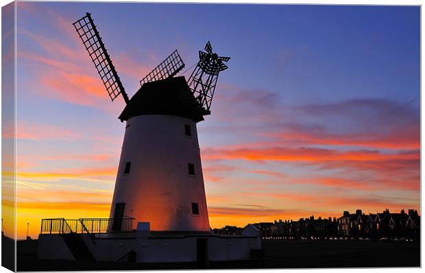 Sunset At Lytham Windmill Canvas Print by Jason Connolly