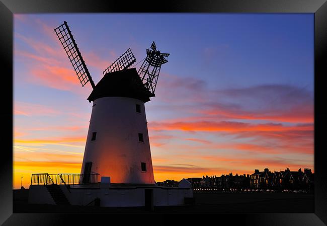 Sunset At Lytham Windmill Framed Print by Jason Connolly