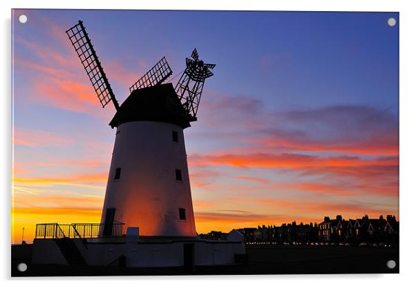 Sunset At Lytham Windmill Acrylic by Jason Connolly