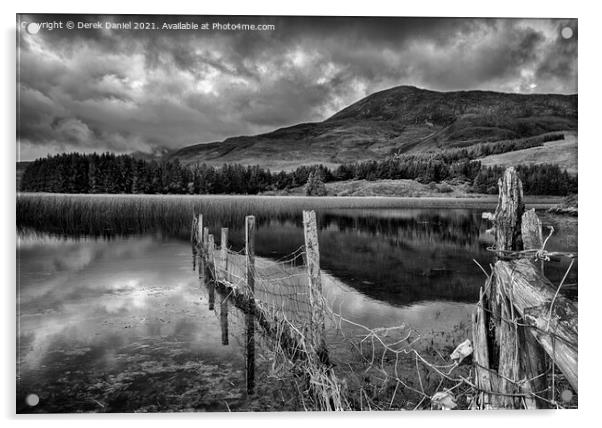 Loch Cill Chriosd, Skye, Scotland (mono) Acrylic by Derek Daniel