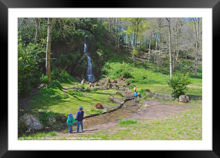 Viewing A Waterfall Framed Mounted Print by Philip Gough