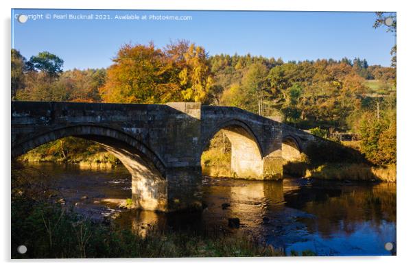 Barden Bridge River Wharfe Yorkshire Dales Acrylic by Pearl Bucknall