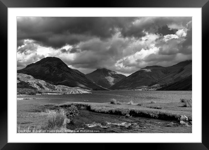 Wastwater monochrome Framed Mounted Print by Graham Moore