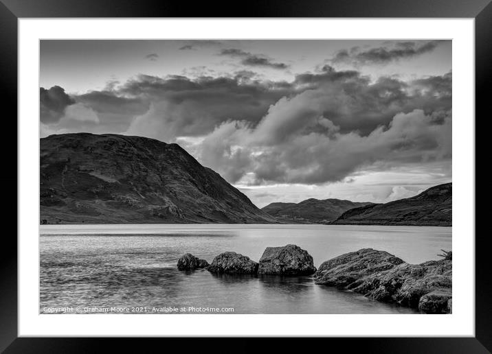 Crummock Water monochrome Framed Mounted Print by Graham Moore