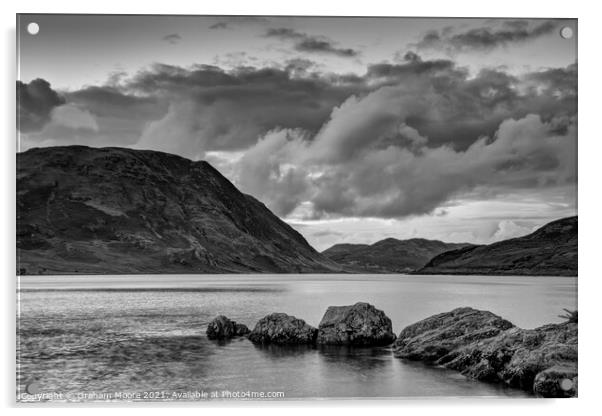 Crummock Water monochrome Acrylic by Graham Moore
