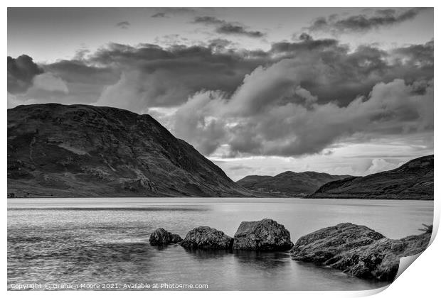 Crummock Water monochrome Print by Graham Moore