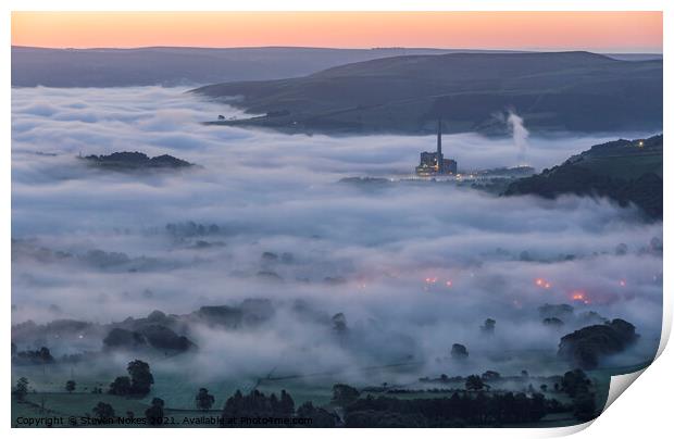 Misty Sunrise over Iconic Cement Works Print by Steven Nokes