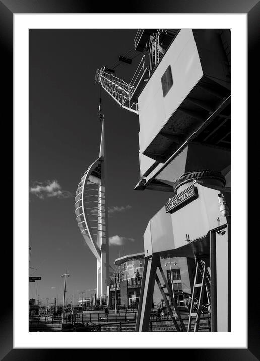 Dock Crane & Spinnaker Tower. Portsmouth Harbour,Hampshire Engla Framed Mounted Print by Philip Enticknap
