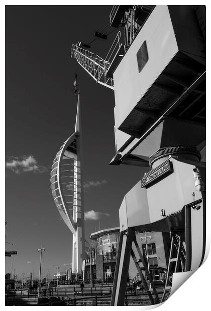 Dock Crane & Spinnaker Tower. Portsmouth Harbour,Hampshire Engla Print by Philip Enticknap