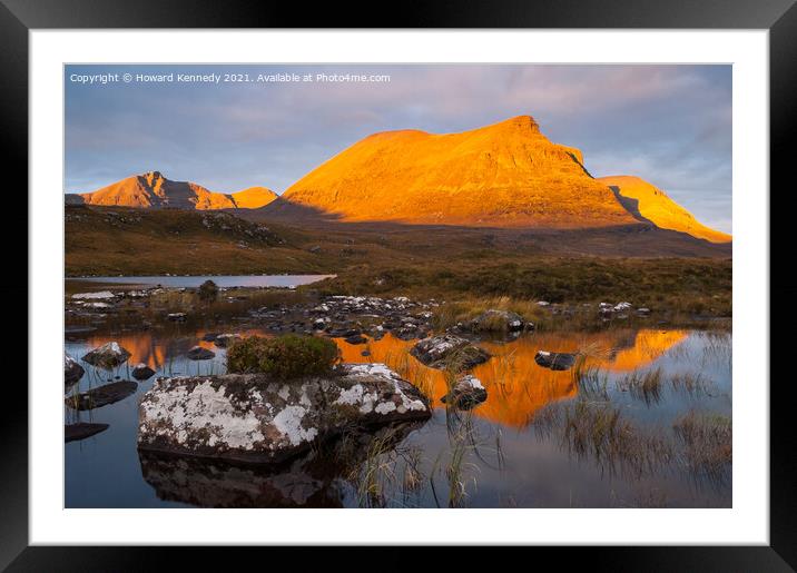 Dawn light on Quinag in Sutherland Framed Mounted Print by Howard Kennedy