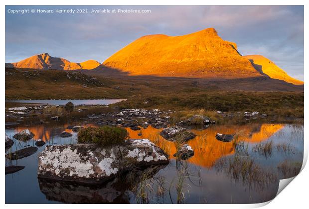 Dawn light on Quinag in Sutherland Print by Howard Kennedy