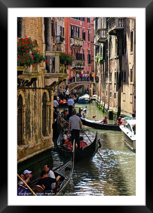 A Serene Gondola Ride Through Venice Framed Mounted Print by Roger Mechan