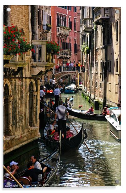 A Serene Gondola Ride Through Venice Acrylic by Roger Mechan