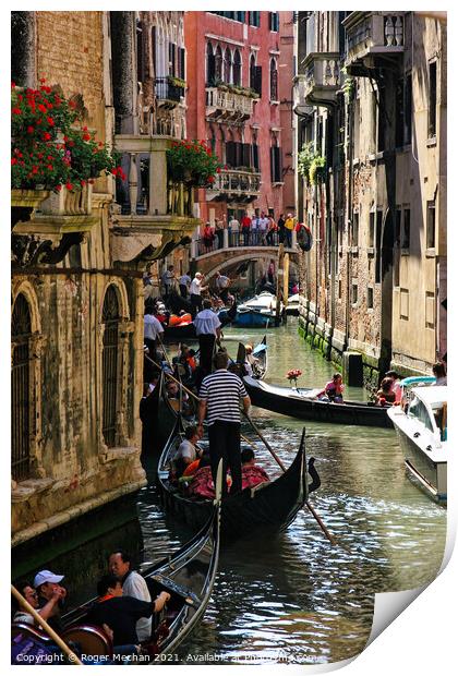 A Serene Gondola Ride Through Venice Print by Roger Mechan