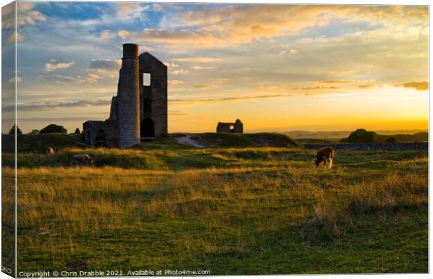 The Magpie Mine at sunset Canvas Print by Chris Drabble