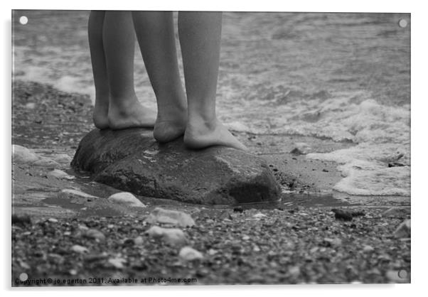 standing on a pebble beach Acrylic by jo egerton