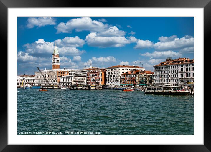 Venice's Enchanting Waterfront Framed Mounted Print by Roger Mechan