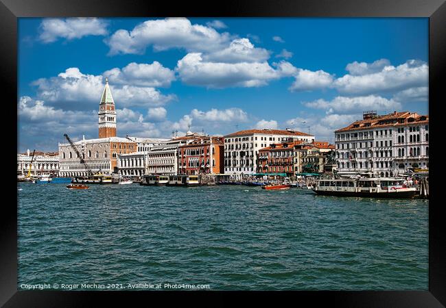 Venice's Enchanting Waterfront Framed Print by Roger Mechan