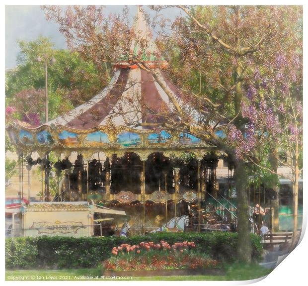 Carousel By The Seine Print by Ian Lewis