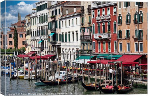Vibrant Venice Waterway Canvas Print by Roger Mechan