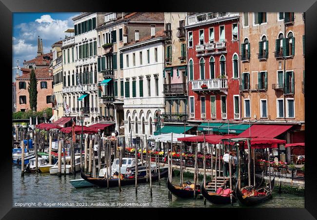 Vibrant Venice Waterway Framed Print by Roger Mechan