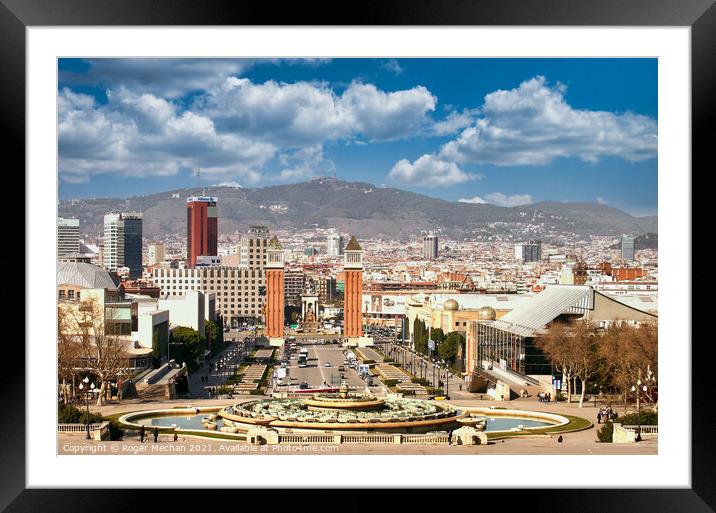 Barcelona's Red Brick Towers Framed Mounted Print by Roger Mechan