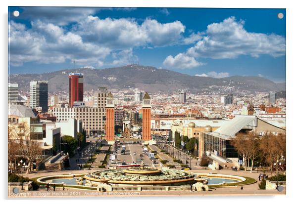 Barcelona's Red Brick Towers Acrylic by Roger Mechan