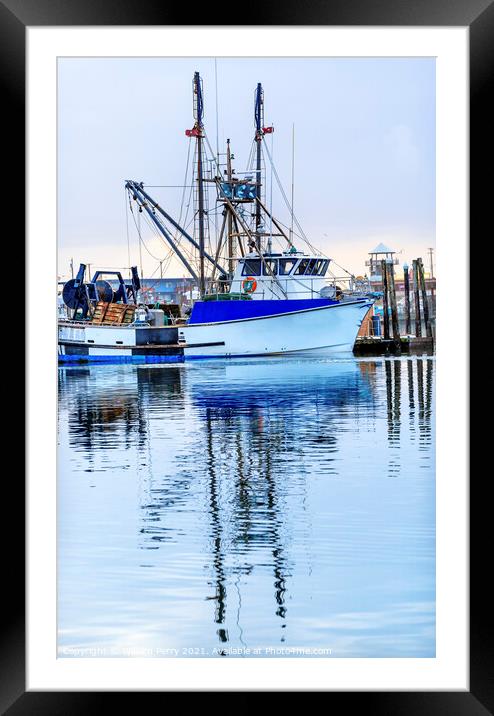 Large Fishing Boat Westport Grays Harbor Washington State Framed Mounted Print by William Perry