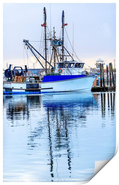 Large Fishing Boat Westport Grays Harbor Washington State Print by William Perry