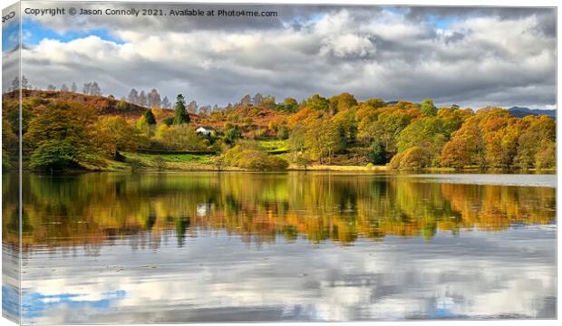 Loughrigg Tarn Reflections. Canvas Print by Jason Connolly