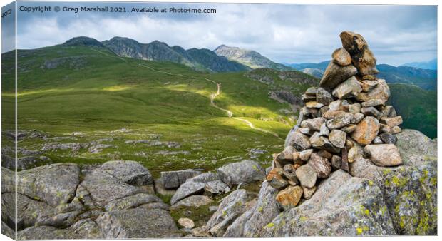 Crinkle Crags from Cold Pike Langdale Lake District Canvas Print by Greg Marshall