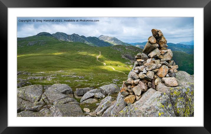 Crinkle Crags from Cold Pike Langdale Lake District Framed Mounted Print by Greg Marshall