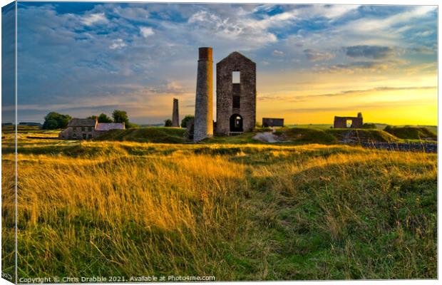 The Magpie Mine at sunset Canvas Print by Chris Drabble