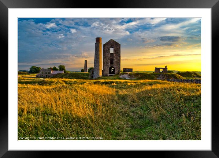 The Magpie Mine at sunset Framed Mounted Print by Chris Drabble