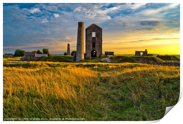The Magpie Mine at sunset Print by Chris Drabble