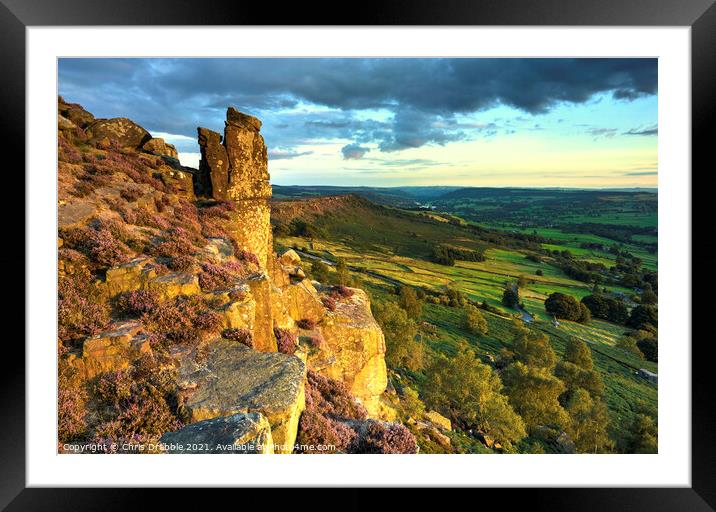 The Pinnacle Stone in sunset light Framed Mounted Print by Chris Drabble