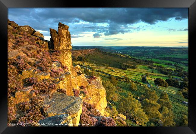 The Pinnacle Stone in sunset light Framed Print by Chris Drabble
