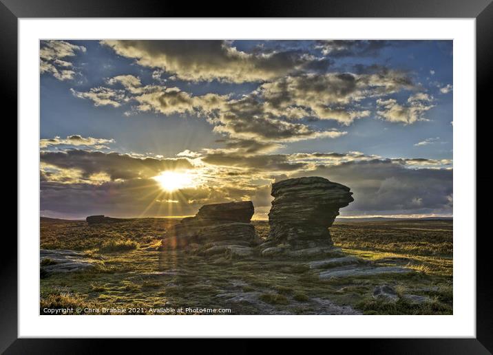 The Ox Stones caught in evening light Framed Mounted Print by Chris Drabble