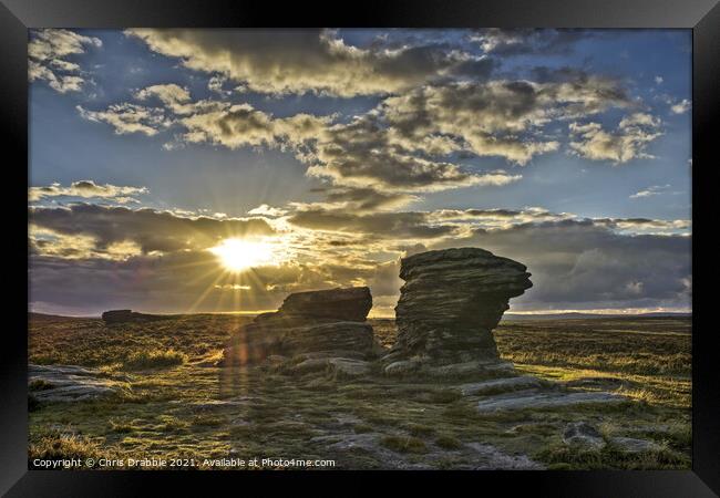 The Ox Stones caught in evening light Framed Print by Chris Drabble