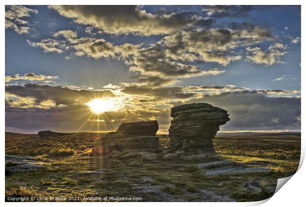 The Ox Stones caught in evening light Print by Chris Drabble
