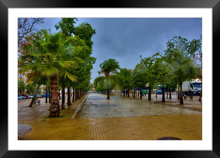 Lonely promenade on a rainy day in Carmona - Seville - Framed Mounted Print by Jose Manuel Espigares Garc