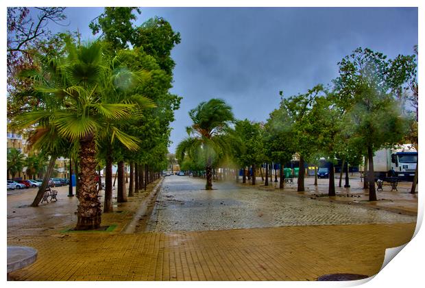 Lonely promenade on a rainy day in Carmona - Seville - Print by Jose Manuel Espigares Garc