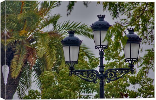 Detail of a street lamp on a rainy day in Carmona Canvas Print by Jose Manuel Espigares Garc