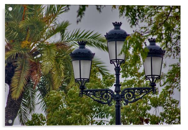 Detail of a street lamp on a rainy day in Carmona Acrylic by Jose Manuel Espigares Garc
