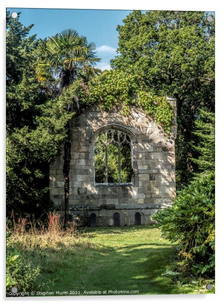 Penrhyn Castle Chapel Ruin. Acrylic by Stephen Munn